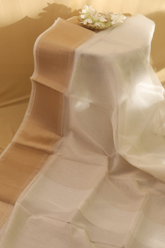 Dyeable Banarasi Handloom Pure Organza Silk Saree - Luxurion World