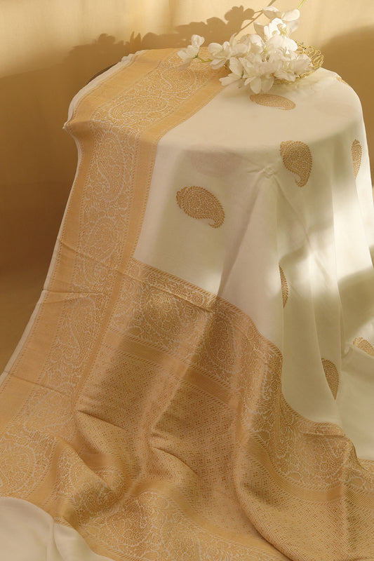 Dyeable Banarasi Handloom Pure Chiniya Silk Saree - Luxurion World