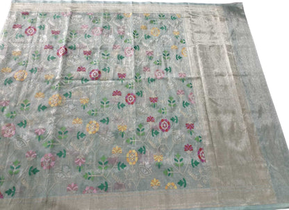 Elegant Pastel Handloom Tissue Jamdani Saree with Real Zari - Luxurion World