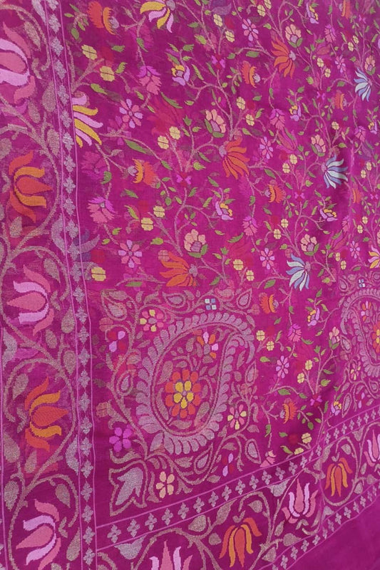 Elegant Pink Handloom Tissue Jamdani Saree