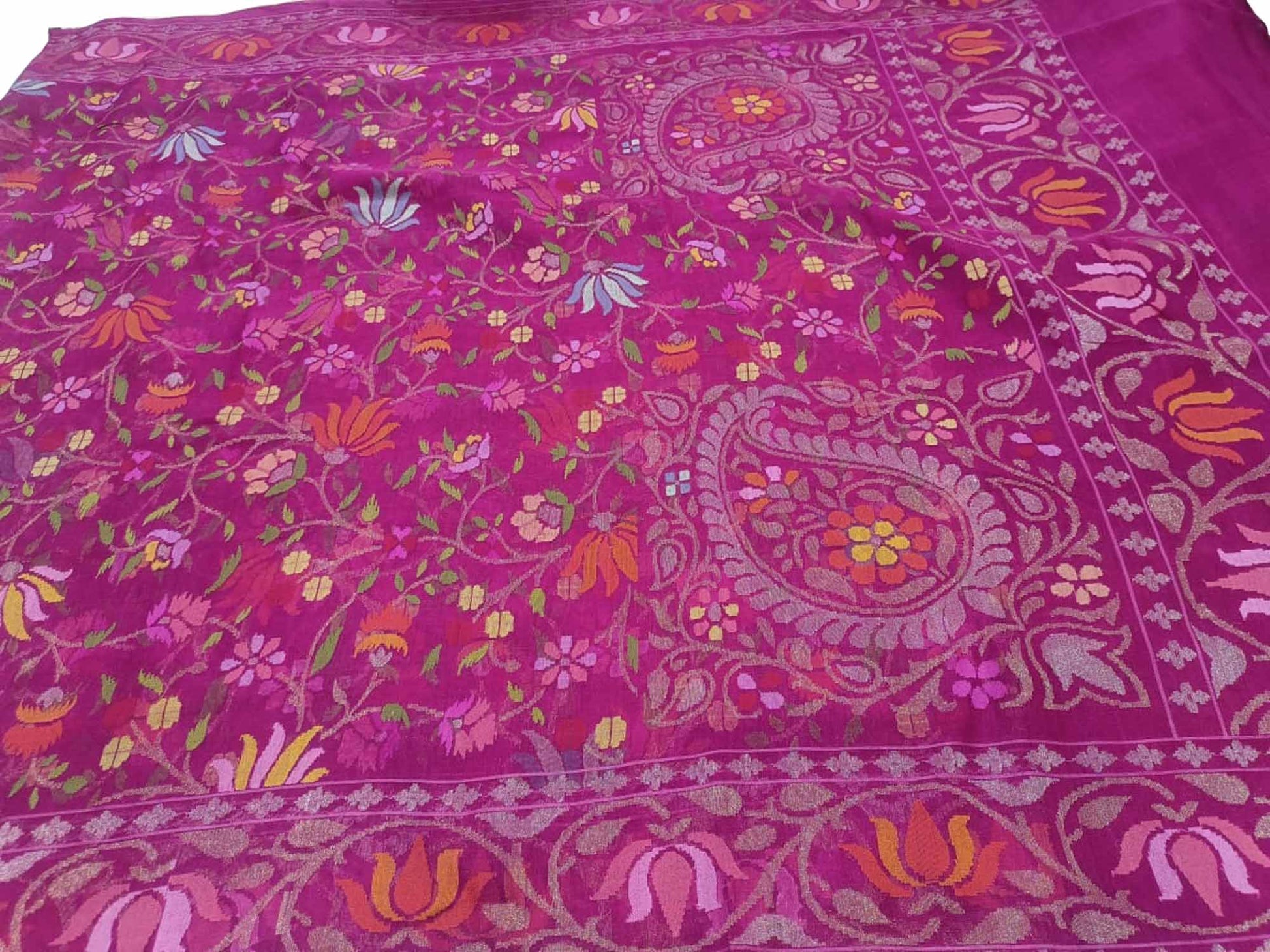 Elegant Pink Handloom Tissue Jamdani Saree - Luxurion World