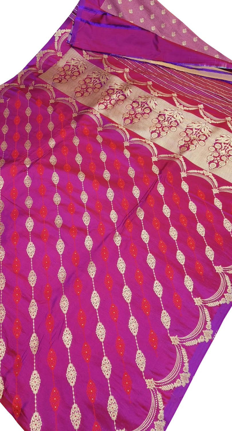 Pink Banarasi Handloom Pure Katan Silk Saree - Luxurion World
