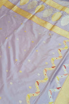 Purple Banarasi Handloom Pure Katan Silk Meenakari Saree - Luxurion World