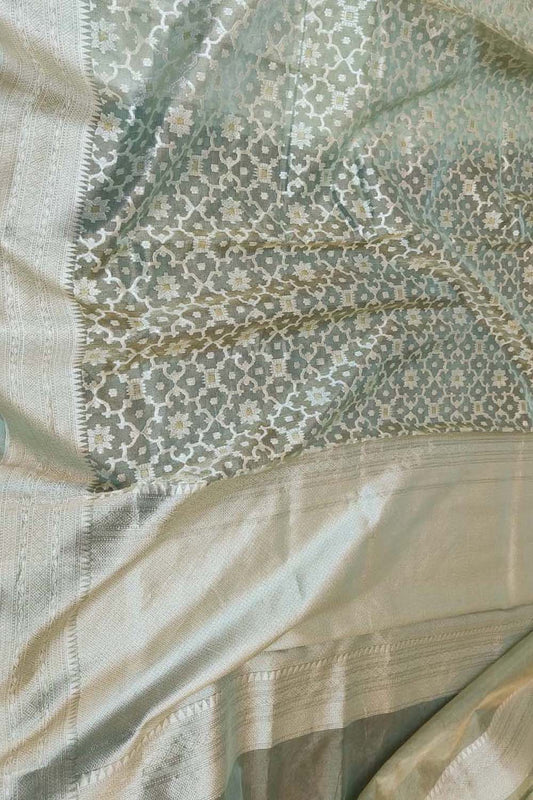 Green Banarasi Handloom Tissue Silk Saree