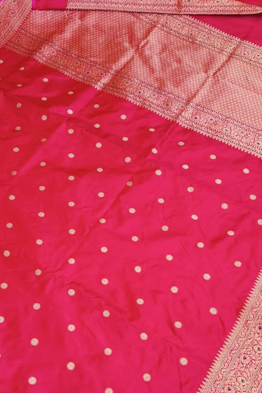 Pink Banarasi Handloom Pure Katan Silk Kadwa Weaved Saree - Luxurion World