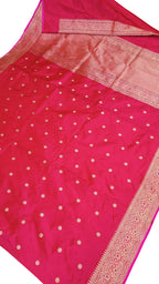 Pink Banarasi Handloom Pure Katan Silk Kadwa Weaved Saree - Luxurion World