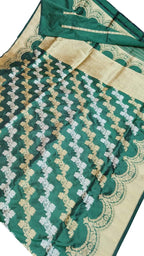 Green Banarasi Handloom Pure Katan Silk Kadwa Saree - Luxurion World