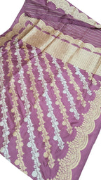 Purple Banarasi Handloom Pure Katan Silk Kadwa Saree - Luxurion World
