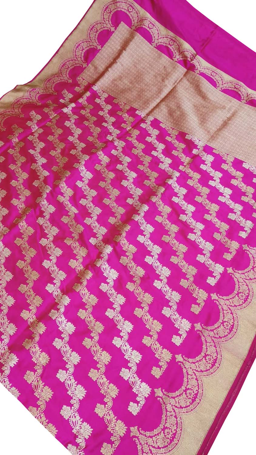 Pink Banarasi Handloom Pure Katan Silk Kadwa Saree - Luxurion World