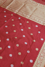 Red Banarasi Handloom Pure Katan Silk Saree - Luxurion World