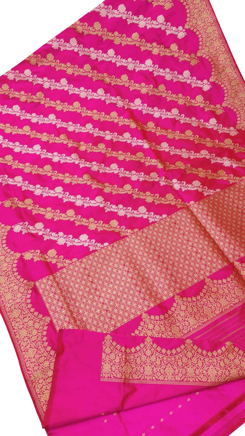 Elegant Pink Banarasi Handloom Pure Katan Silk Sona Roopa Saree: A Timeless Classic - Luxurion World