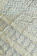 Exquisite Grey Banarasi Handloom Pure Katan Silk Sona Roopa Saree - Luxurion World