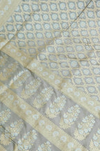 Exquisite Grey Banarasi Handloom Pure Katan Silk Sona Roopa Saree - Luxurion World