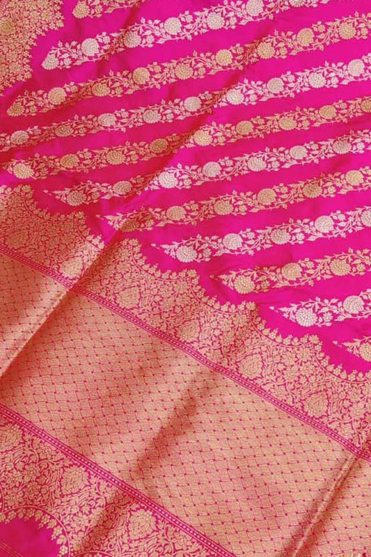 Elegant Pink Banarasi Handloom Pure Katan Silk Saree: A Timeless Classic - Luxurion World