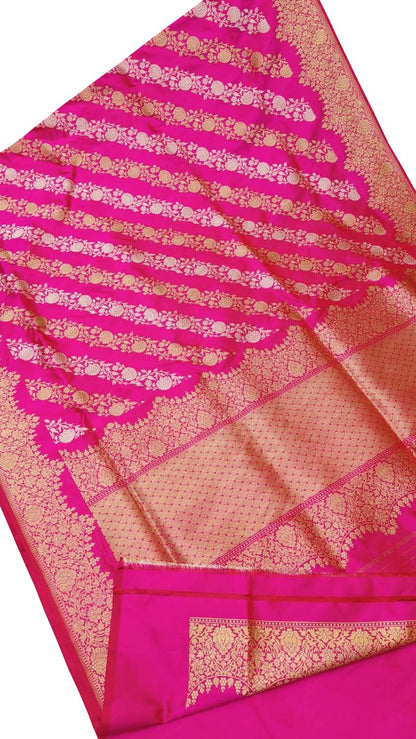 Elegant Pink Banarasi Handloom Pure Katan Silk Saree: A Timeless Classic - Luxurion World