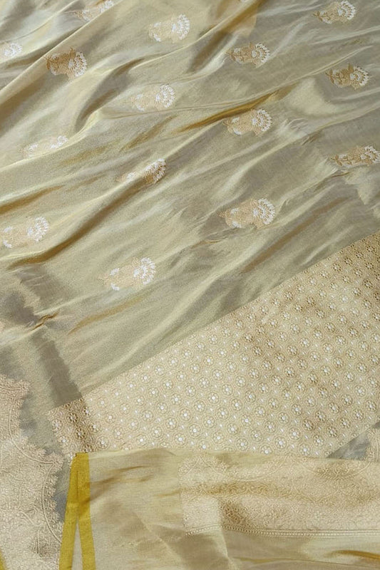 Elegant Pastel Banarasi Tissue Silk Saree - Luxurion World