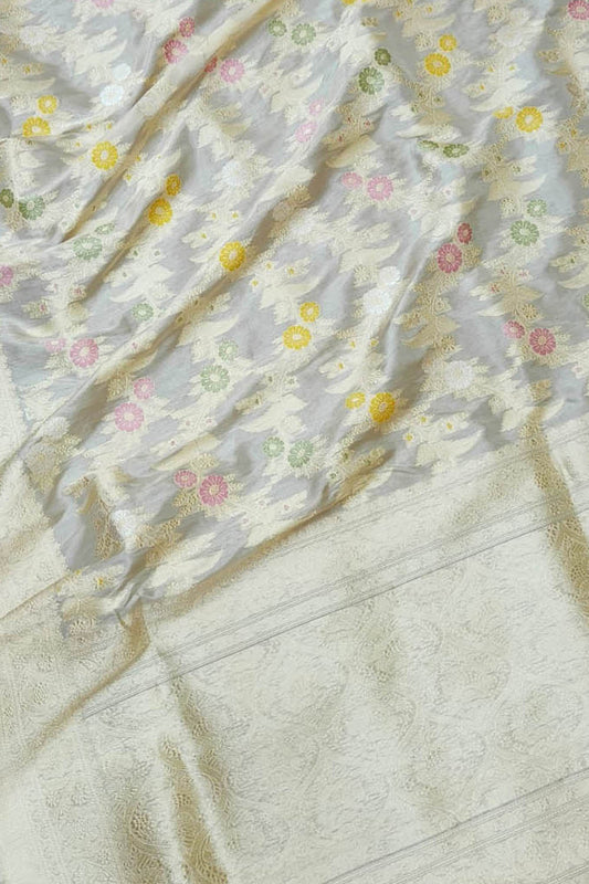 Exquisite Pastel Banarasi Handloom Tissue Silk Saree