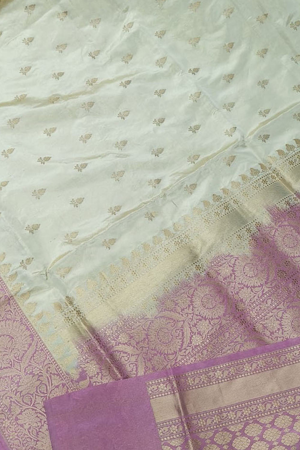 Elegant Off White Banarasi Tissue Silk Saree - Luxurion World