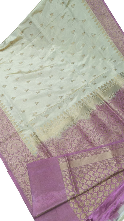 Elegant Off White Banarasi Tissue Silk Saree - Luxurion World