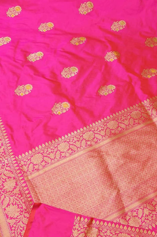 Graceful Pink Banarasi Katan Silk Saree - Luxurion World