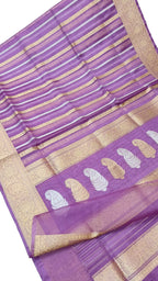 Elegant Purple Banarasi Kora Silk Saree - Luxurion World