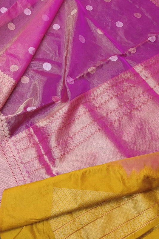 Exquisite Pink Banarasi Tissue Silk Saree - Handloom Beauty