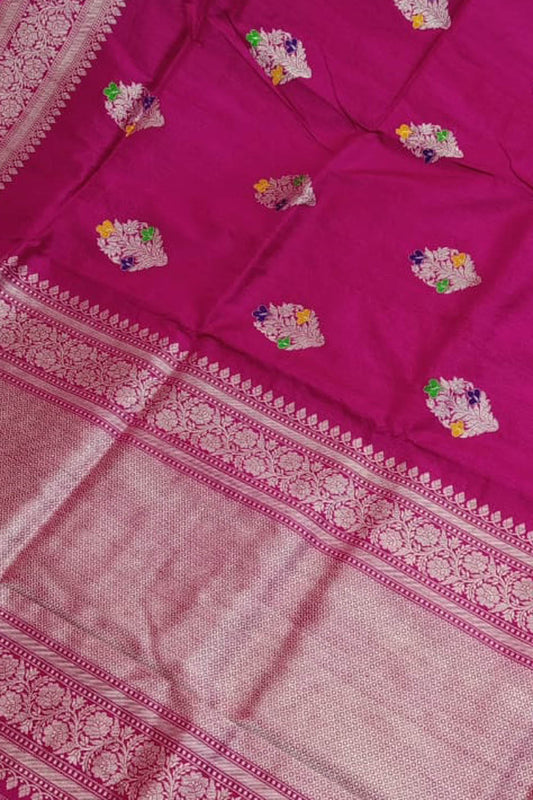 Exquisite Pink Banarasi Handloom Silk Saree