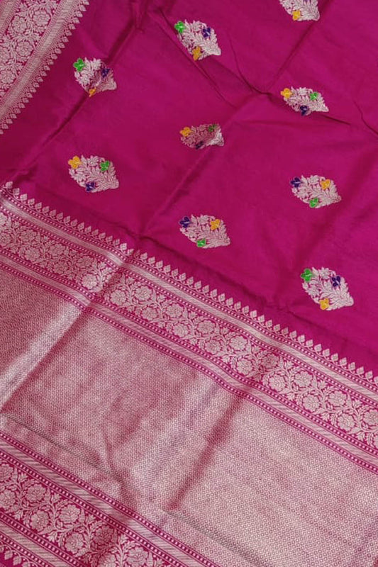 Exquisite Pink Banarasi Handloom Silk Saree - Luxurion World