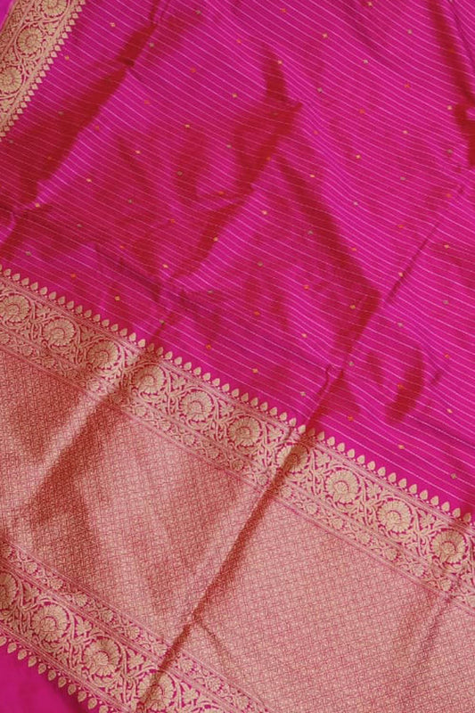Exquisite Pink Banarasi Handloom Katan Silk Saree - Luxurion World