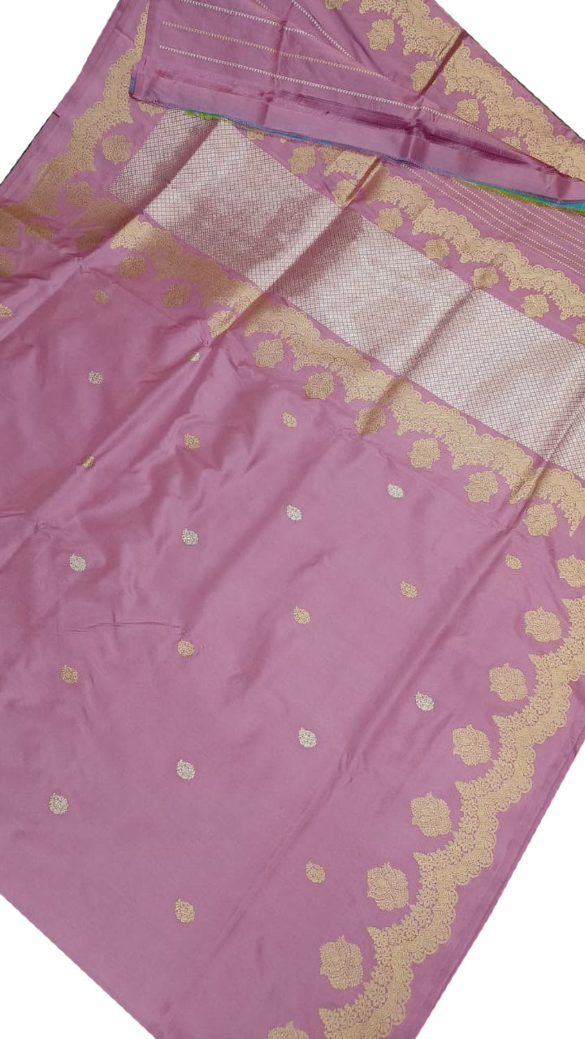 Exquisite Pink Banarasi Silk Saree - Handloom Katan - Luxurion World
