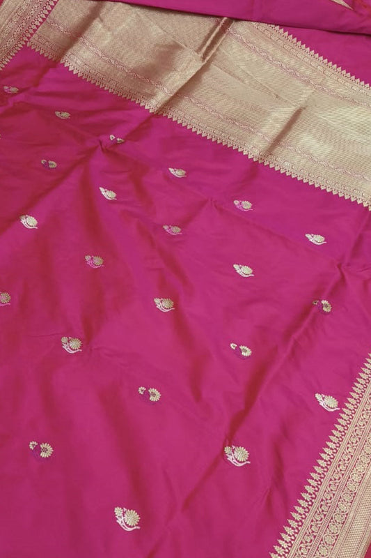Exquisite Pink Banarasi Handloom Silk Saree - Luxurion World
