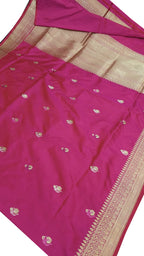 Exquisite Pink Banarasi Handloom Silk Saree - Luxurion World
