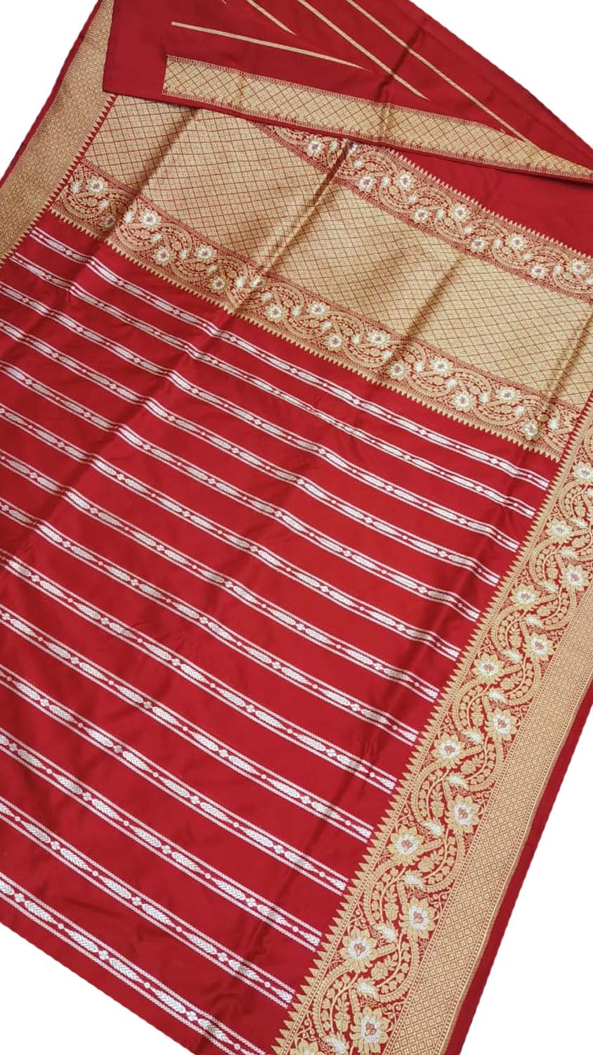 Exquisite Red Banarasi Handloom Silk Saree - Pure Elegance - Luxurion World
