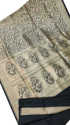 Elegant Black Banarasi Katan Silk Saree - Luxurion World
