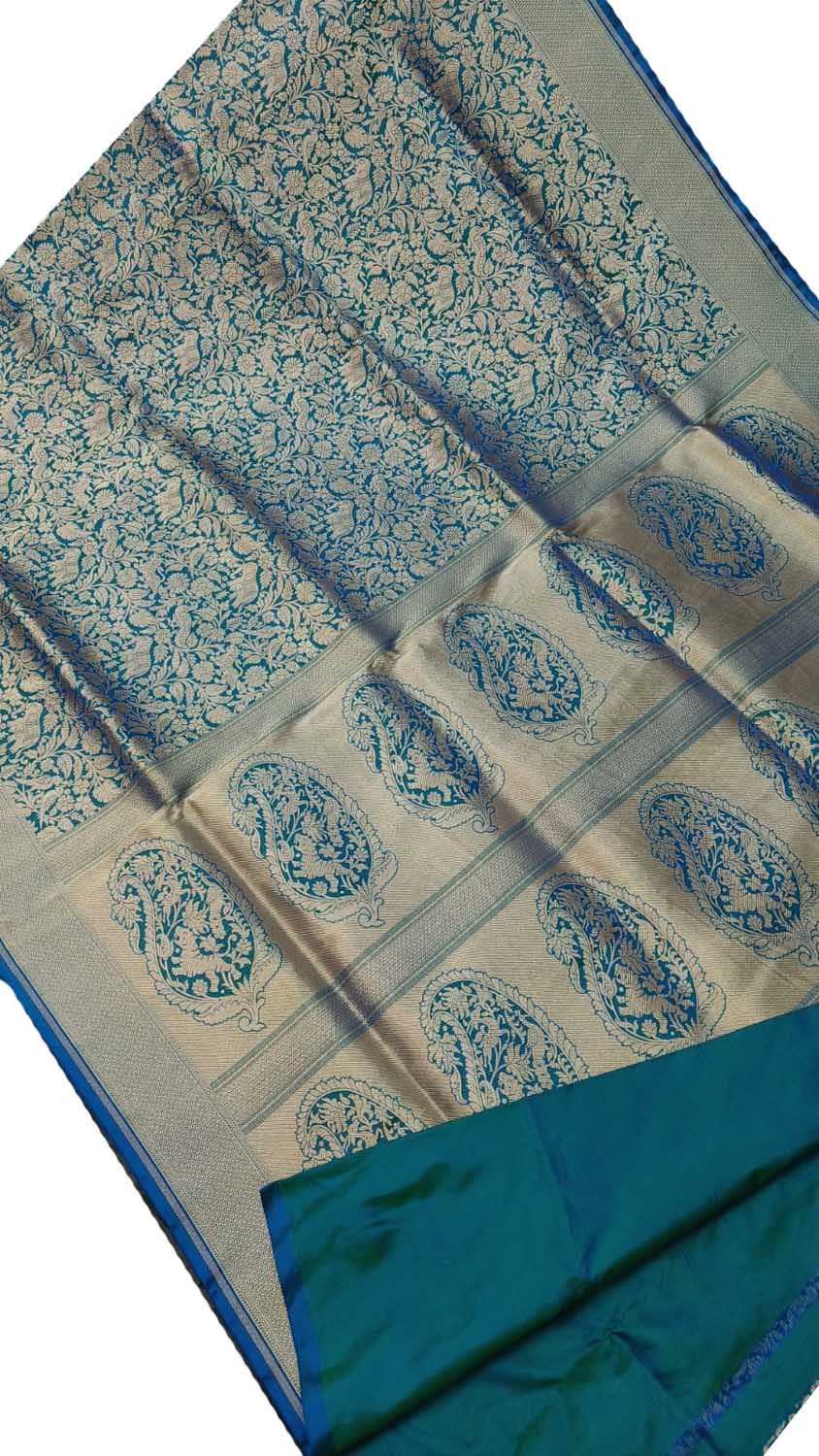 Exquisite Blue Banarasi Handloom Silk Saree - Luxurion World