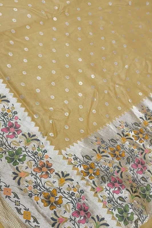 Yellow Banarasi Handloom Pure Tussar Georgette Meenakari Saree: A Stunning Blend of Elegance and Tradition - Luxurion World