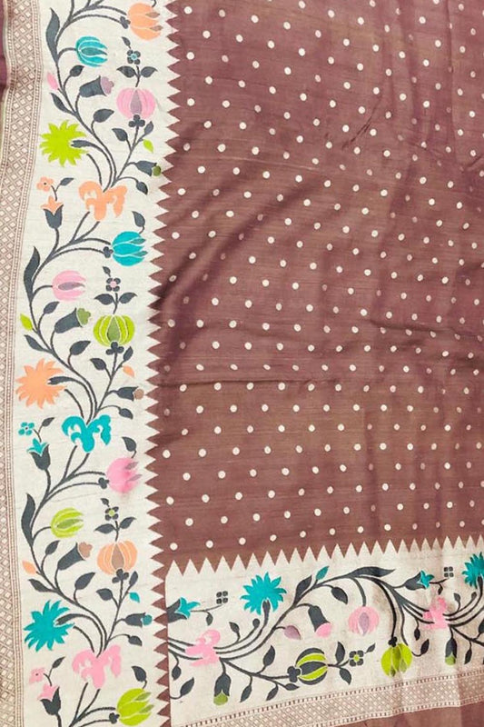 Elegant Maroon Banarasi Tussar Georgette Saree - Luxurion World