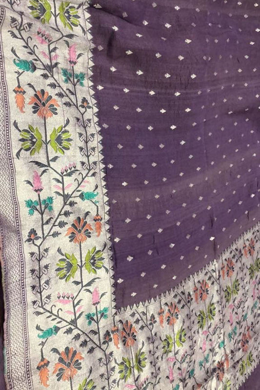 Elegant Purple Banarasi Tussar Georgette Saree - Luxurion World