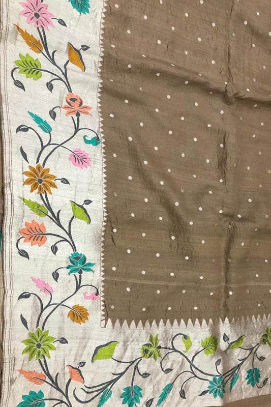 Elegant Brown Banarasi Tussar Georgette Saree - Luxurion World