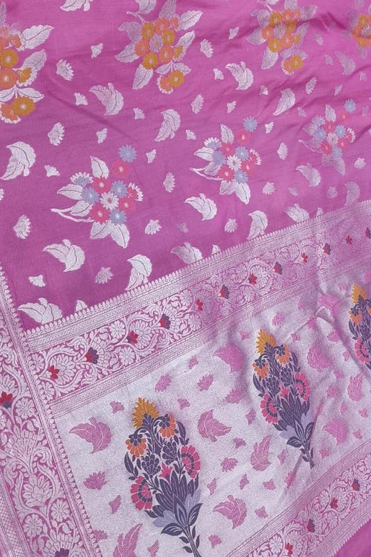 Elegant Pink Banarasi Tussar Georgette Saree