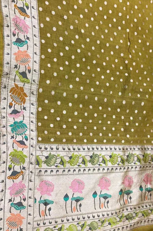 Elegant Green Banarasi Tussar Georgette Saree - Luxurion World