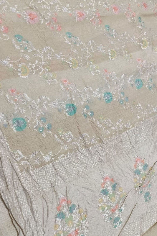 Elegant Pastel Banarasi Tussar Georgette Saree - Luxurion World
