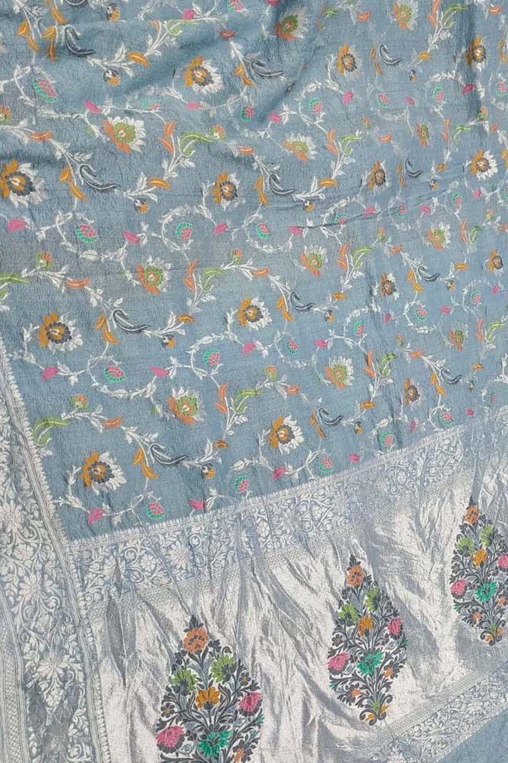 Elegant Blue Banarasi Tussar Georgette Saree - Luxurion World