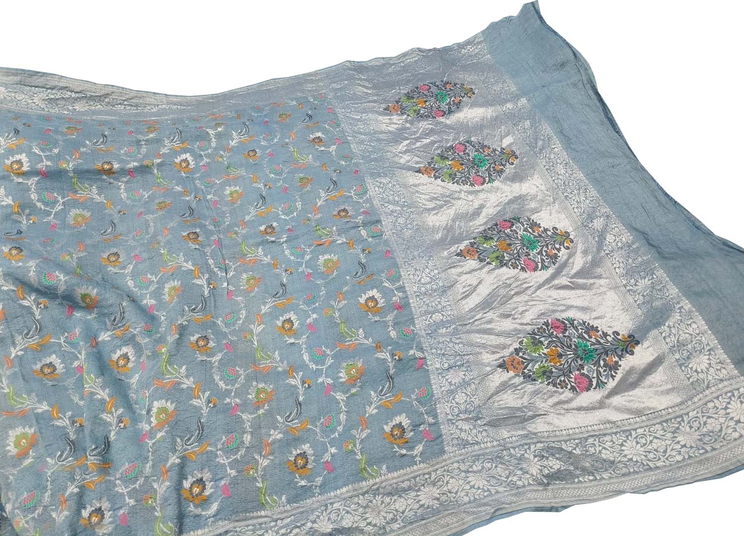 Elegant Blue Banarasi Tussar Georgette Saree - Luxurion World