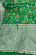 Exquisite Green Banarasi Handloom Tussar Georgette Saree - Luxurion World