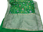 Exquisite Green Banarasi Handloom Tussar Georgette Saree - Luxurion World
