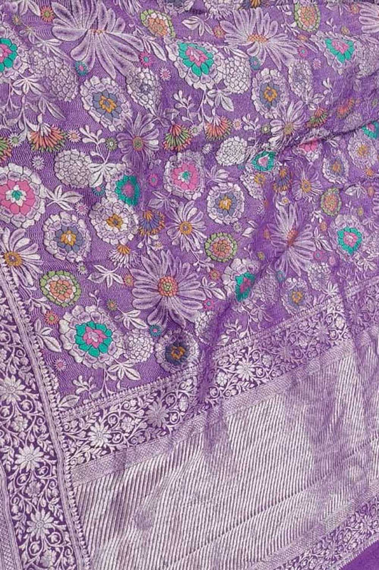 Elegant Purple Banarasi Tussar Georgette Saree - Luxurion World