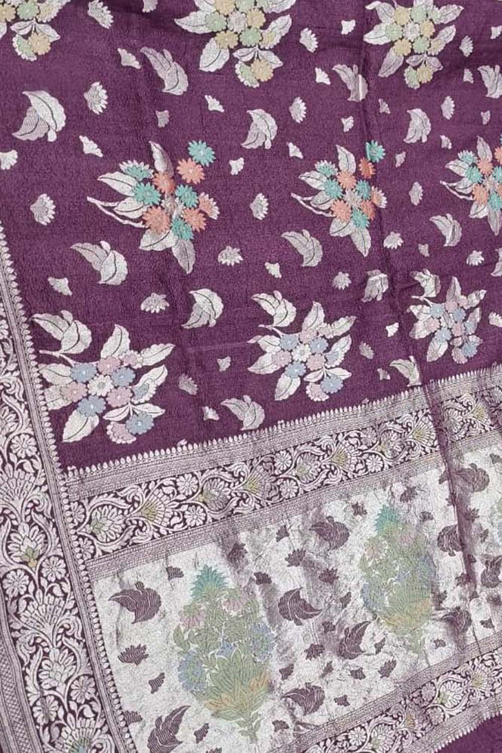 Elegant Purple Banarasi Tussar Georgette Saree - Luxurion World