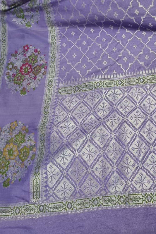 Elegant Purple Banarasi Tussar Georgette Saree - Luxurion World