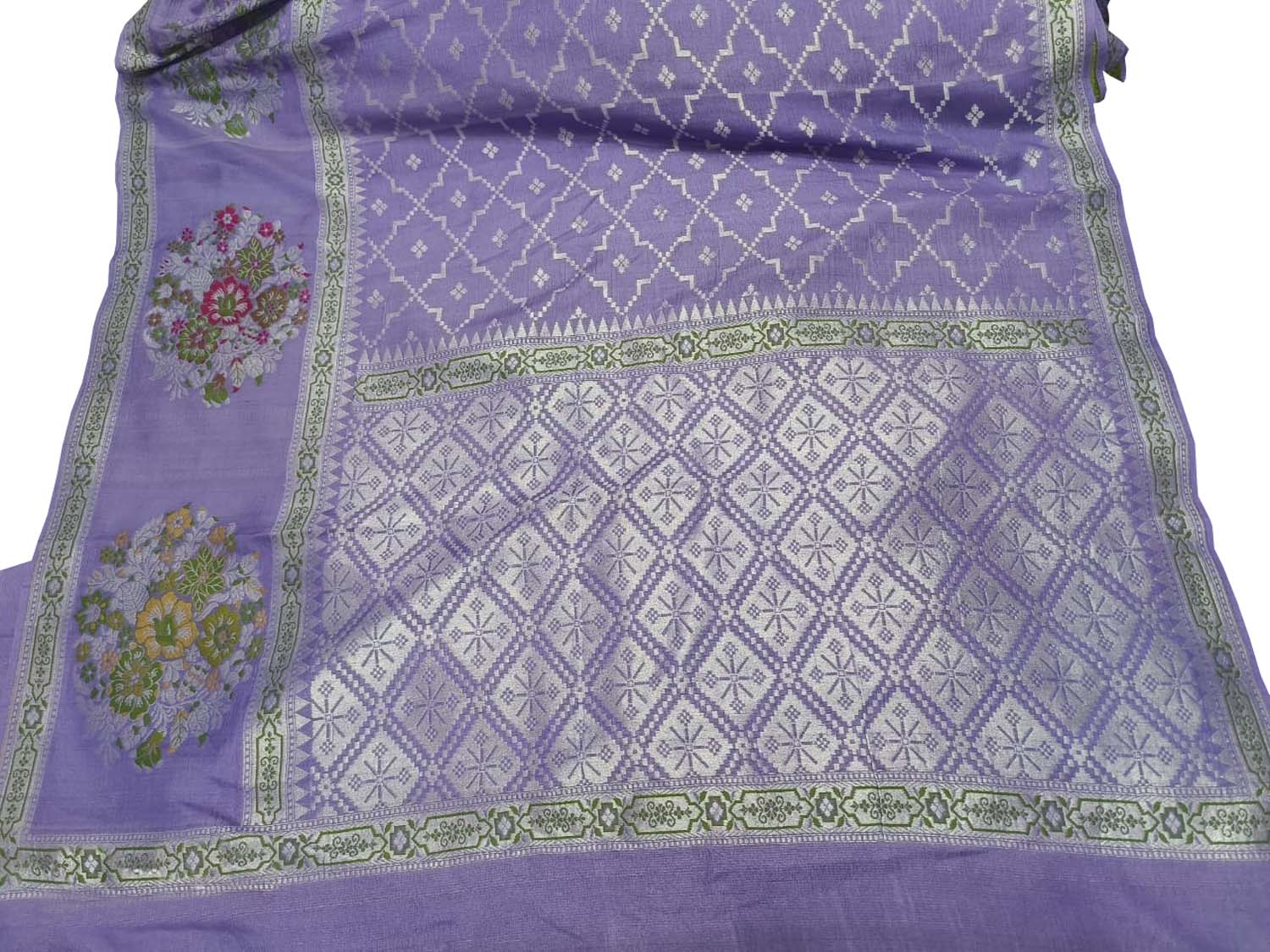 Elegant Purple Banarasi Tussar Georgette Saree - Luxurion World
